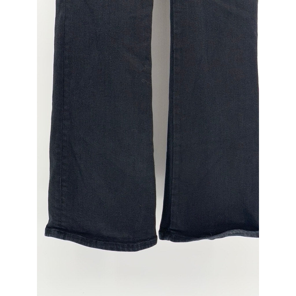 FRAME Women's Black Solid The Jetset Crop Mini Boot High-Rise Stretch Pants SZ 1