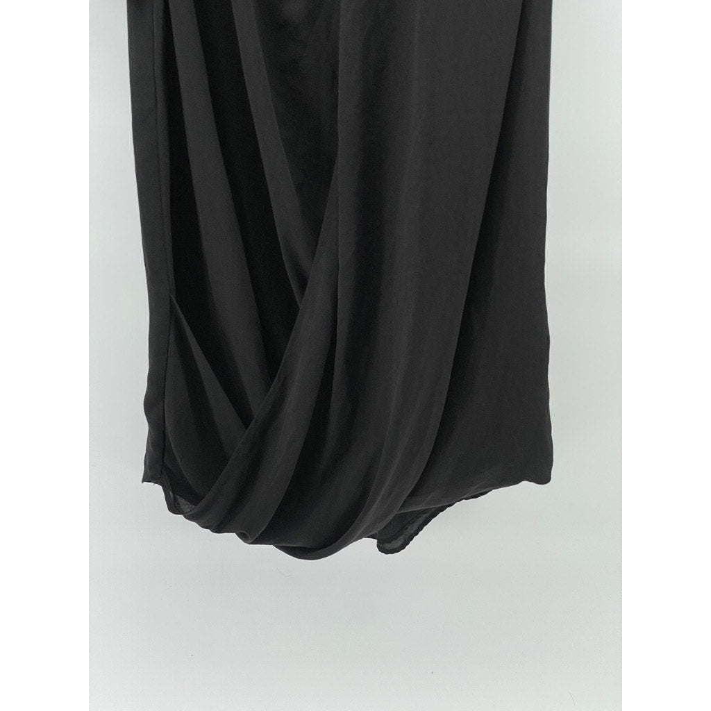 TOPSHOP Women's Black V-Neck Short Sleeve Surplice Tunic Dress SZ 4
