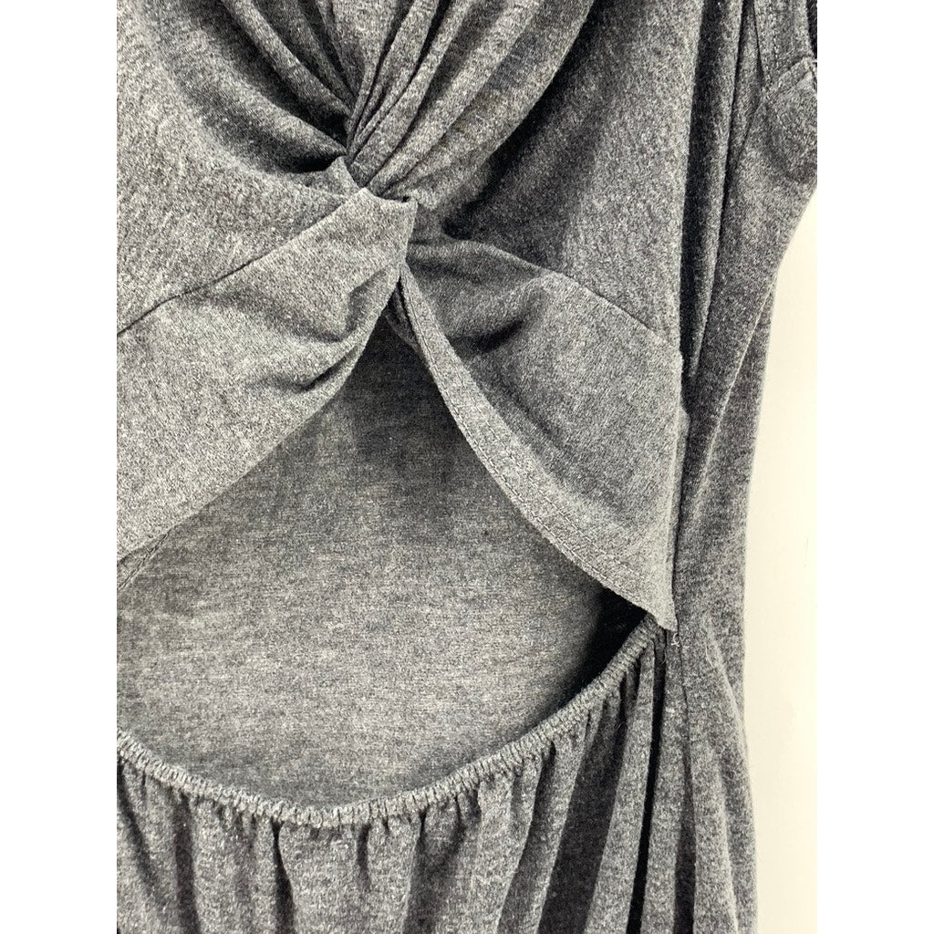 UNBRANDED Women's Charcoal Gray Twist Knot Cutout Sleeveless Midi Dress SZ M