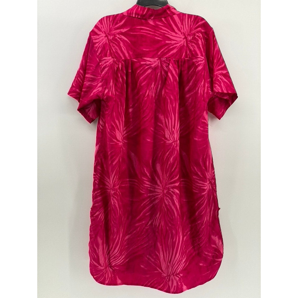 RIMA BEACHWORLD Women's Pink Tropical Floral Button-Up Cover-Up SZ OS