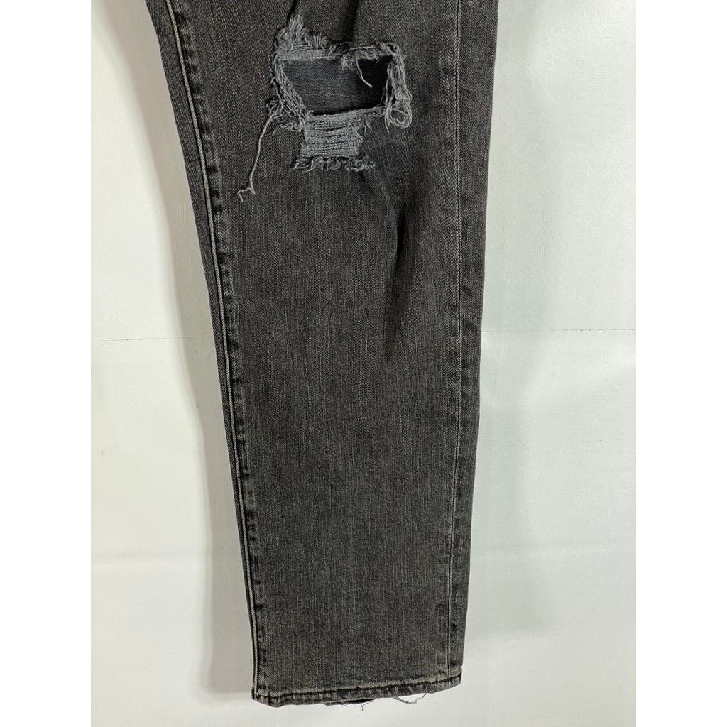 ABERCROMBIE & FITCH Men's Washed Black Distressed Athletic Skinny-Fit Jean SZ 34