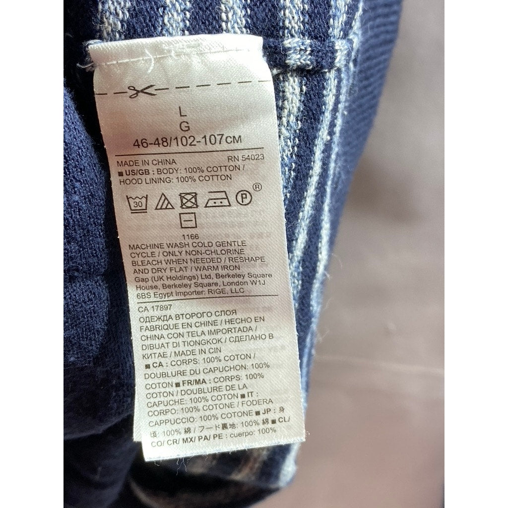 BANANA REPUBLIC Men's Blue Striped Hooded Casual Sweatshirt SZ L