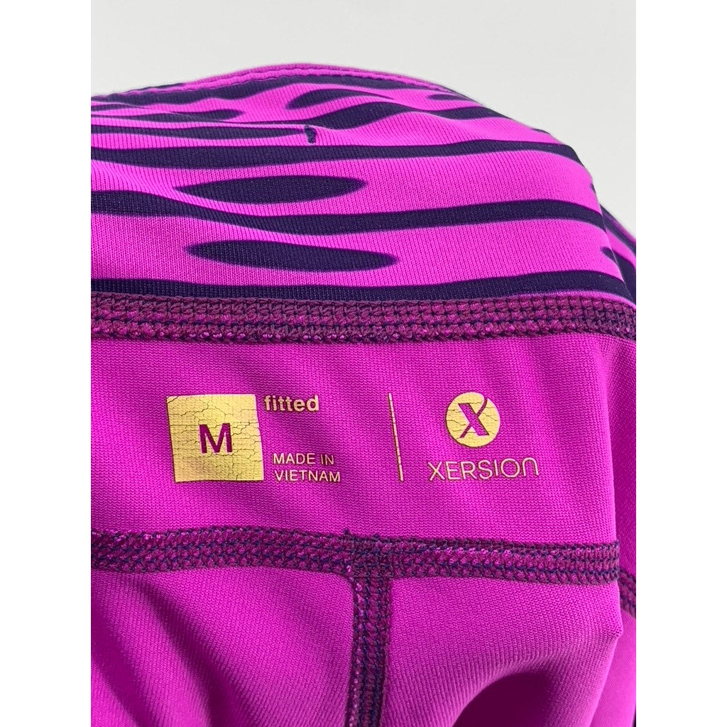 XERSION Women's Purple Printed Fitted Capri Leggings SZ M
