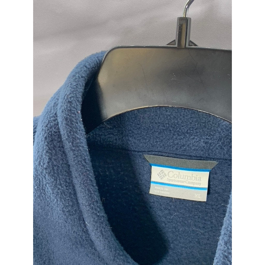 COLUMBIA Men's Navy Steen Mountain Fleece Zipper-Pocket Zip-Up Vest SZ XL