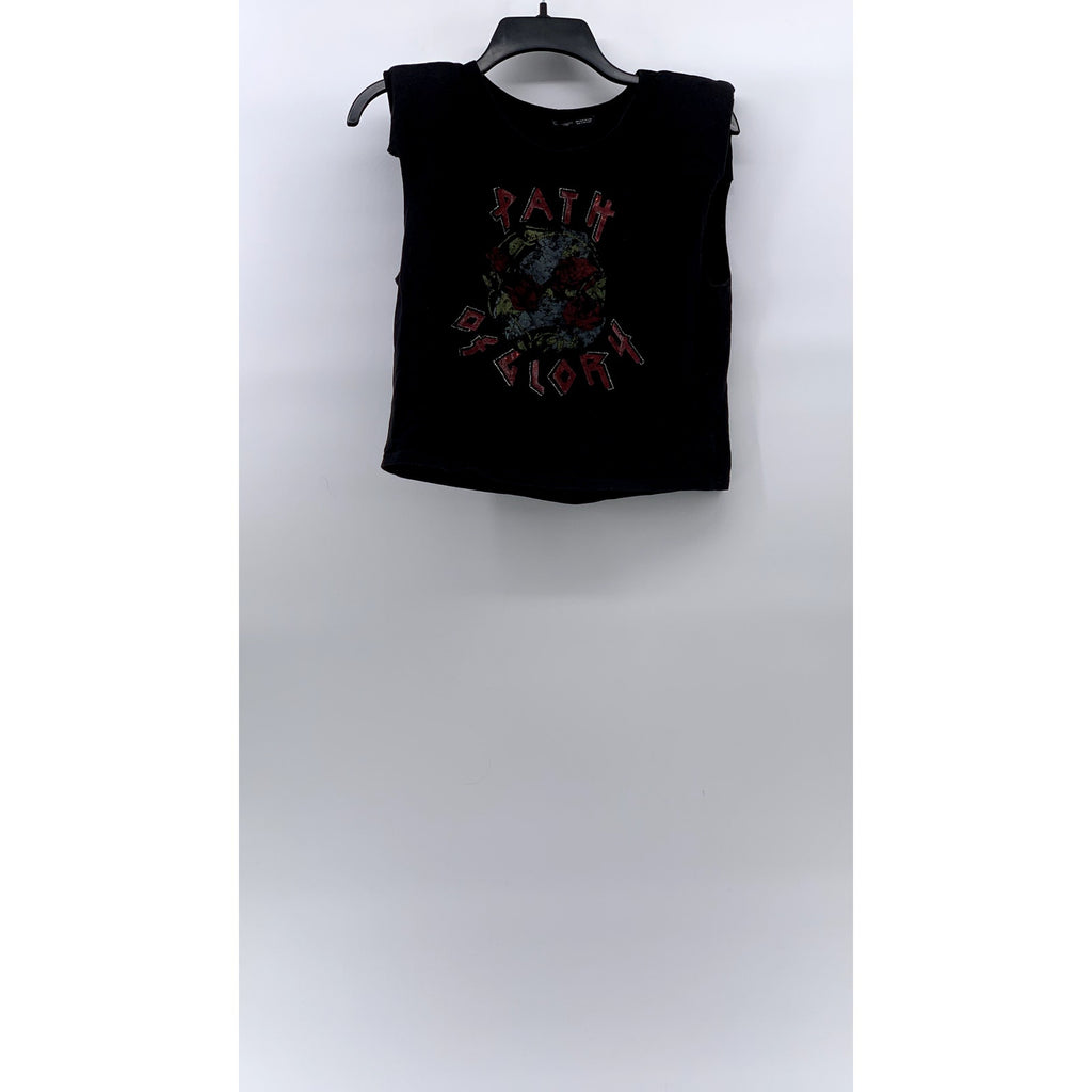 ZARA Women's Black Basic Collection Path Of Glory Rose Padded Muscle Top SZ S