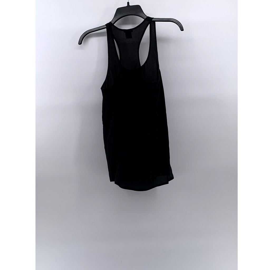 CLUB MONACO Women's Black Silk Scoop-Neck Racerback Semi-Sheer Tank SZ XS
