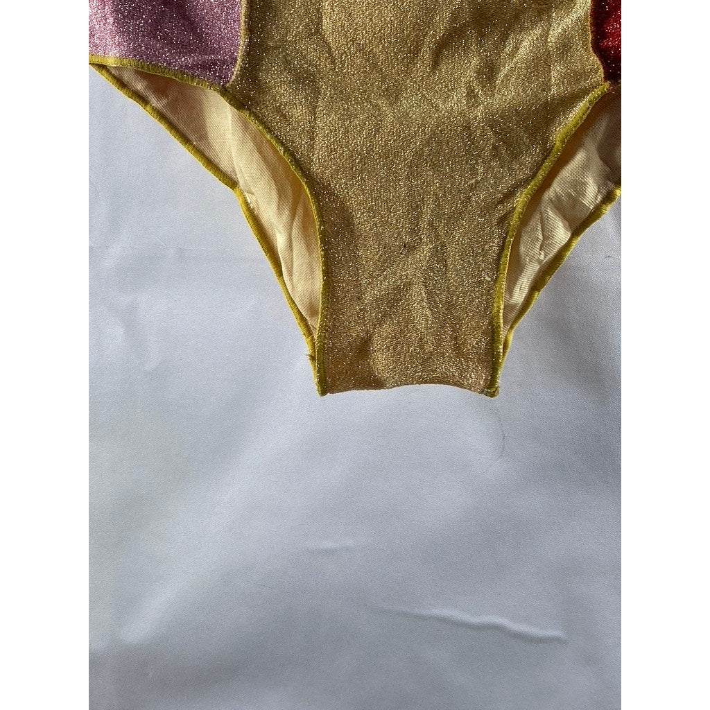 UNBRANDED Women's Tan-Red-Pink Colorblock Metallic Underwear SZ S
