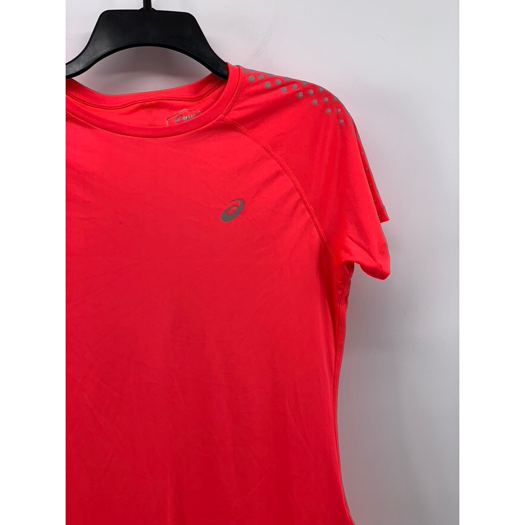 ASICS Women's Neon Orange Crewneck Short Sleeve Active Top SZ M