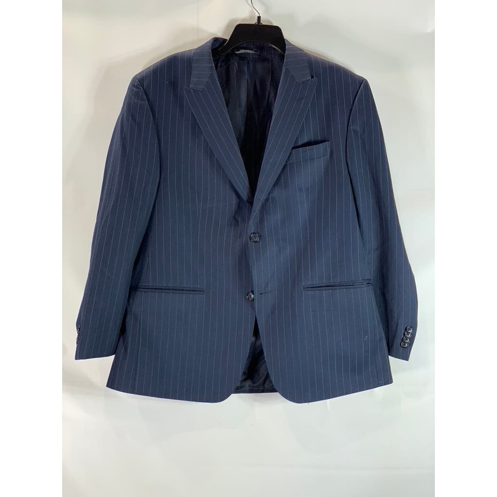 SEAN JOHN Men's Blue Pinstripe Classic-Fit Two-Button Suit SZ 42S/38X30