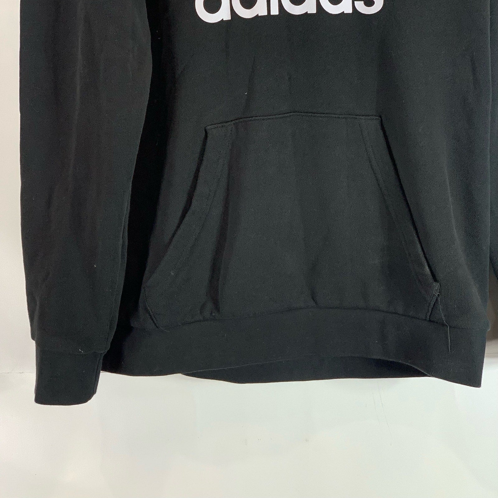 ADIDAS Men's Black/White Original Adidcolor Trefoil Classic Pullover Hoodie SZ M