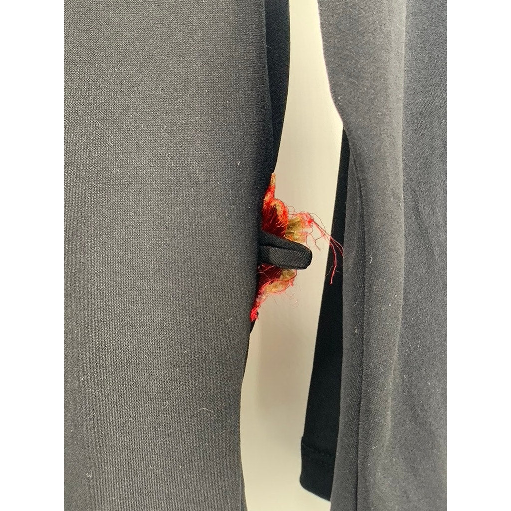 I LOVE YOU Women's Vintage Black-Red Printed Waistband V-Neck Cropped Top SZ M