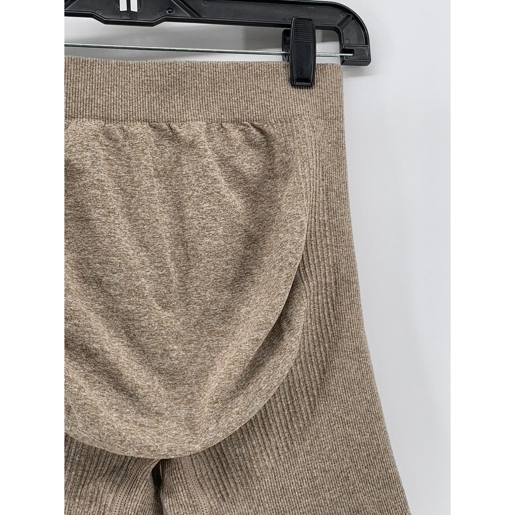 UNBRANDED Women's Tan Ruched Seamless Active Shorts SZ S