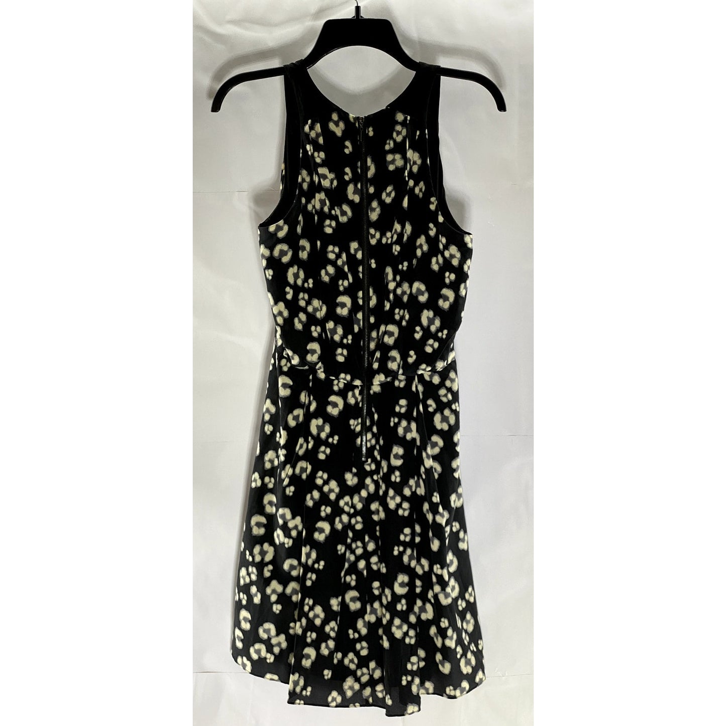 REBECCA TAYLOR Women's Black Animal Cheetah Printed Silk Fit & Flare Dress SZ 6