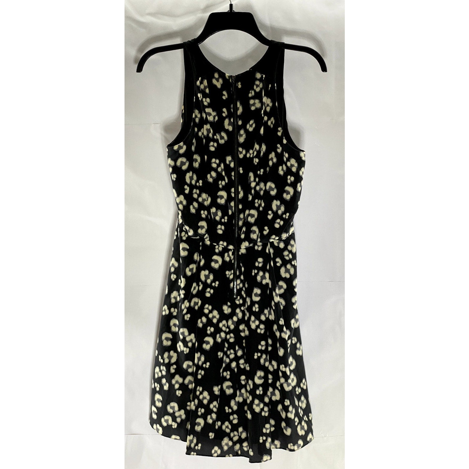 REBECCA TAYLOR Women's Black Animal Cheetah Printed Silk Fit & Flare Dress SZ 6