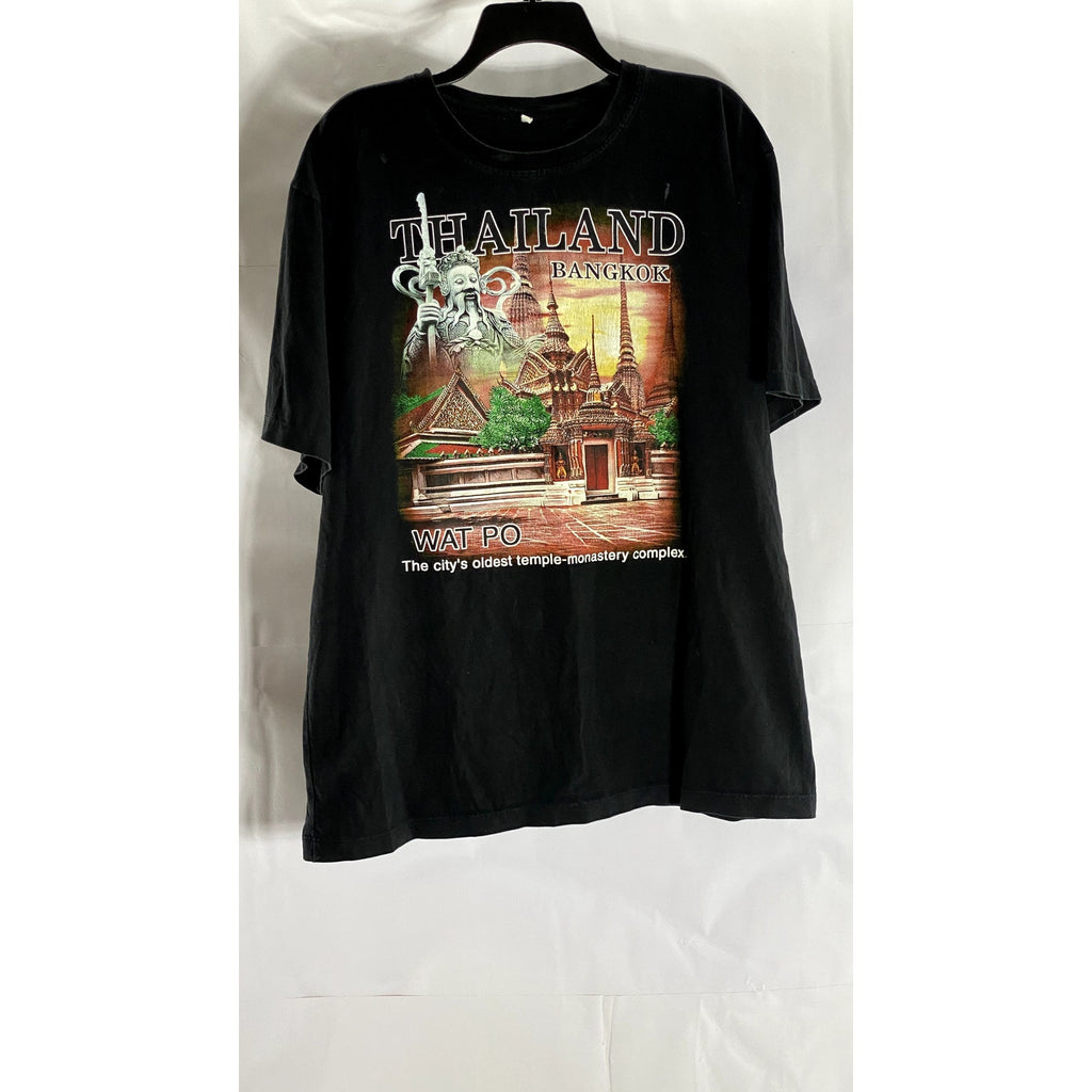 UNBRANDED Men's Black Thailand Bangkok Temple Graphic Crewneck T-Shirt SZ 2XL