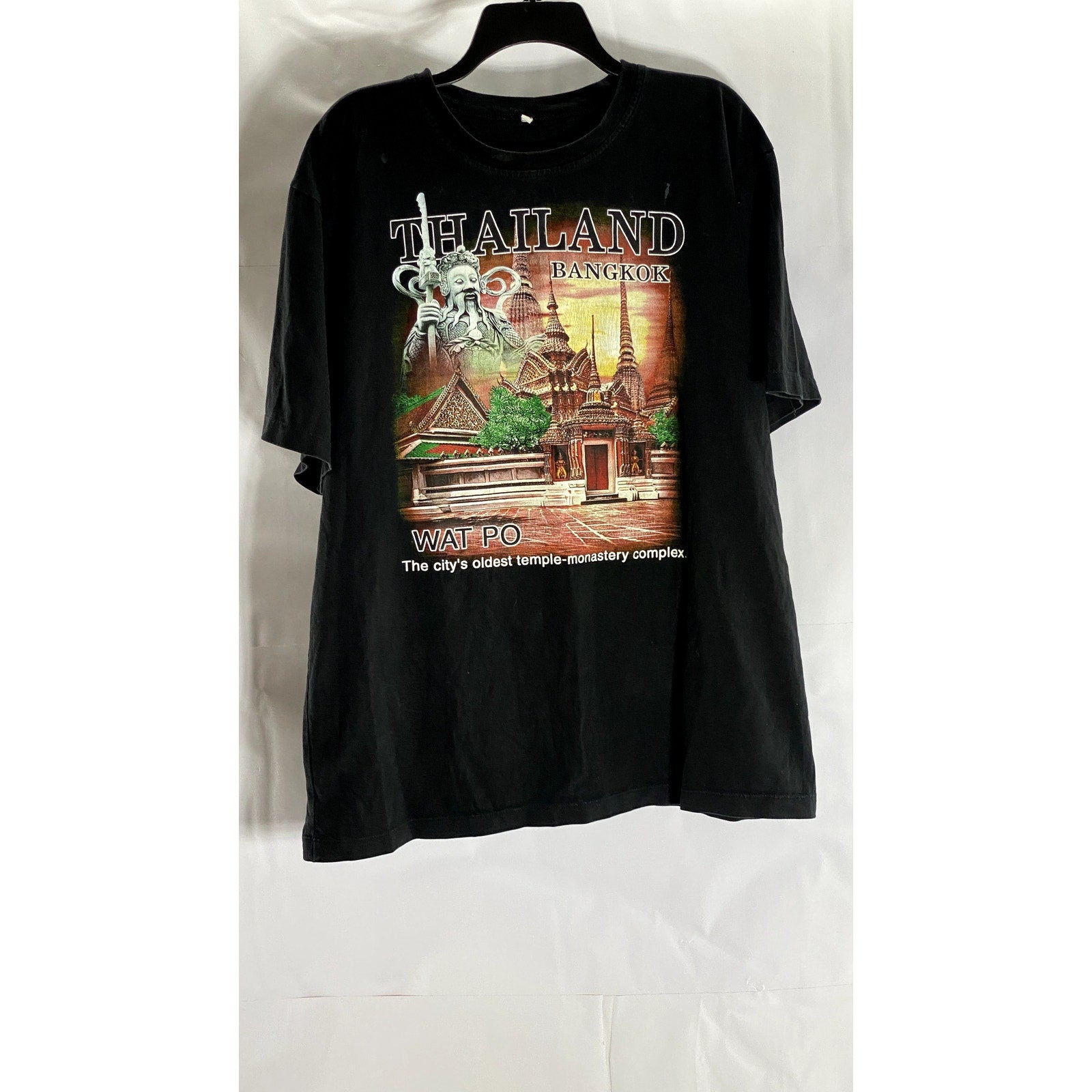 UNBRANDED Men's Black Thailand Bangkok Temple Graphic Crewneck T-Shirt SZ 2XL