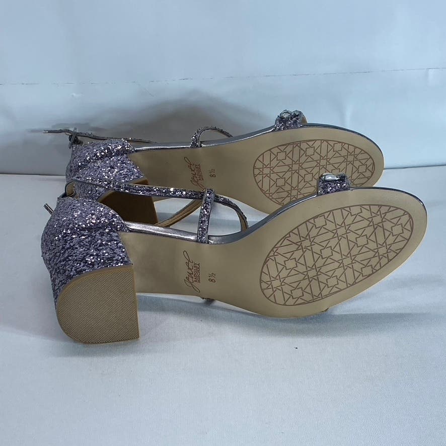 JEWEL BADGLEY MISCHKA Women's Smoke Glitter Claudia Block-Heel Sandals SZ 9
