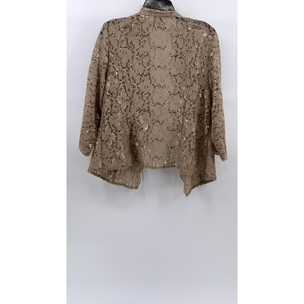 SLNY Women's Plus Beige Floral Lace Straight-Neck Sheath 2pc Dress SZ 14W