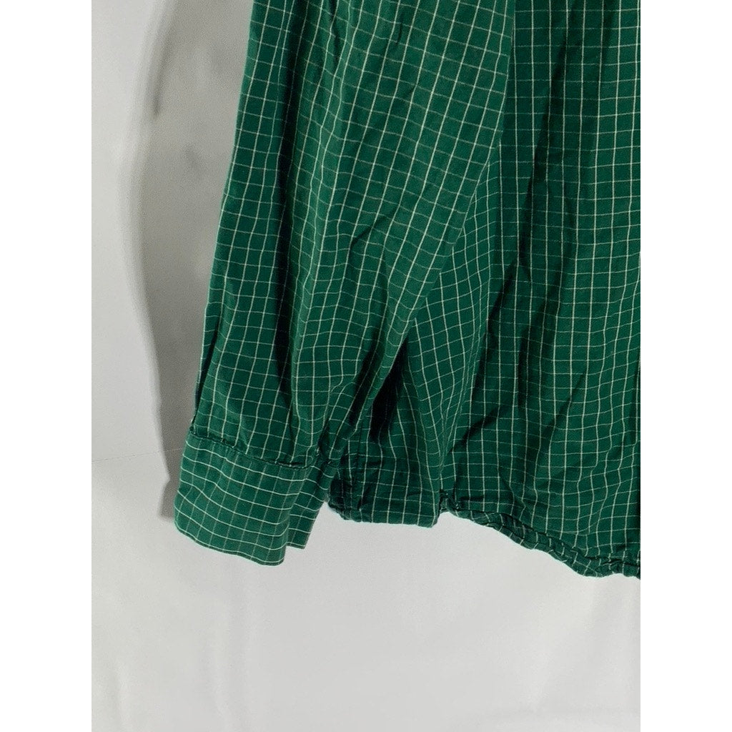 DIVIDED BY H&M Women's Dark Green Grid Check Button-Up Long Sleeve Top SZ XS