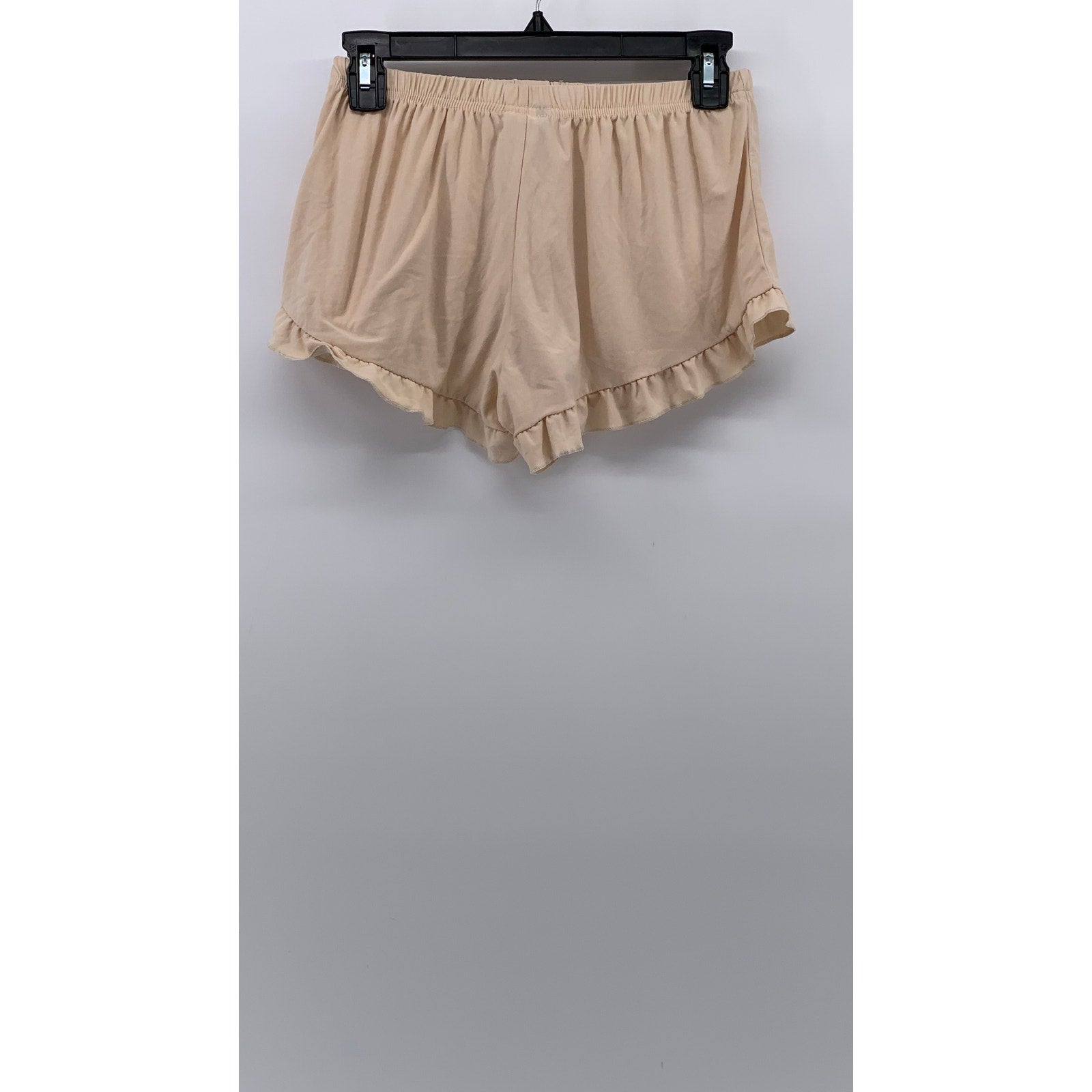 FASHION NOVA Women's Beige Ruffle-Hem Drawstring Relaxed-Fit Pajama Shorts SZ M