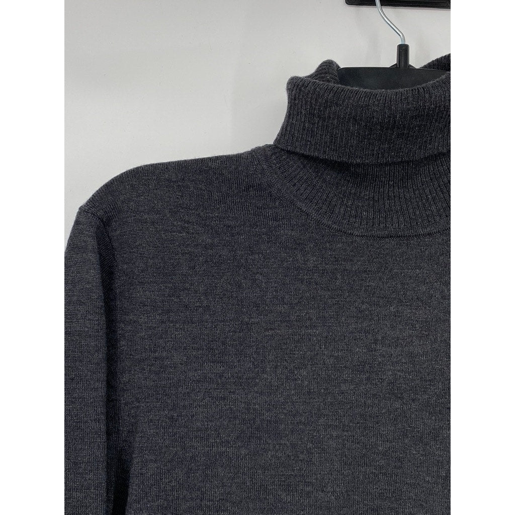 BOSS HUGO BOSS Men's Dark Gray Regular-Fit Virgin Wool Turtleneck Sweater SZ S