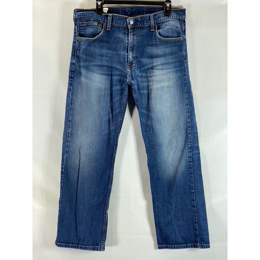 LEVI'S Men's Medium Blue Loose-Fit Straight-Leg Five-Pocket Denim Jeans SZ 34X30