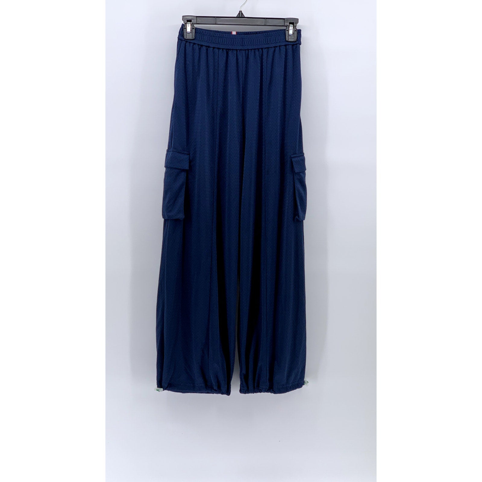 WOA Women's Blue Mesh Relaxed Wide-Leg Pull-On Cargo Pants SZ S