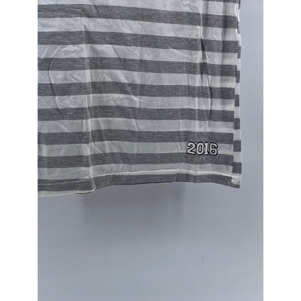 MADE FOR HISTORY By Tanya Taylor Women's Gray-White Striped Crewneck Top SZ XS