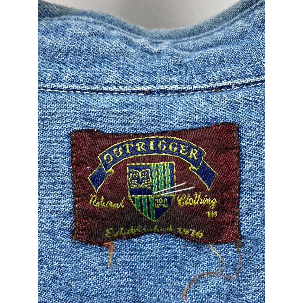 OUTRIGGER Men's Vintage Blue Denim Button-Up Long Sleeve Shirt SZ 2XL