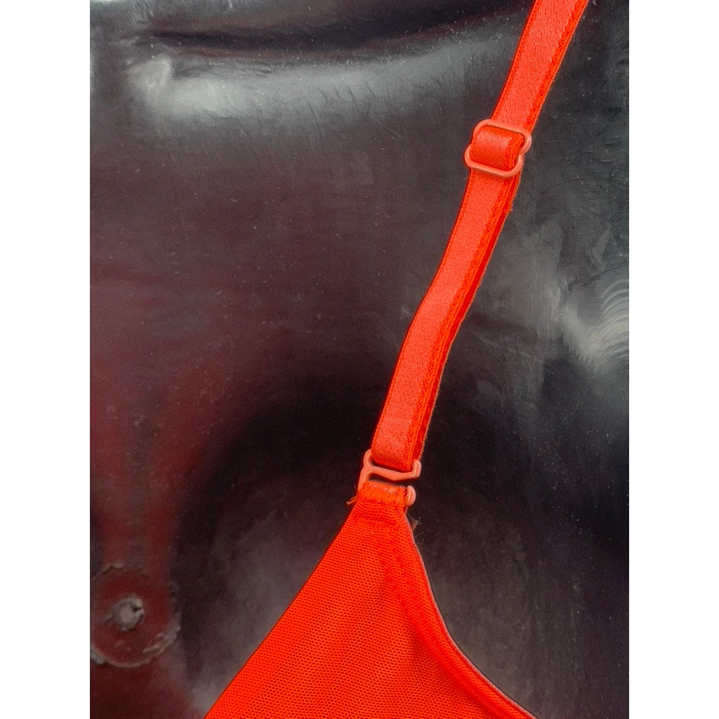 PARADE Women's Neon Orange Mesh Triangle Cutout Bra SZ M