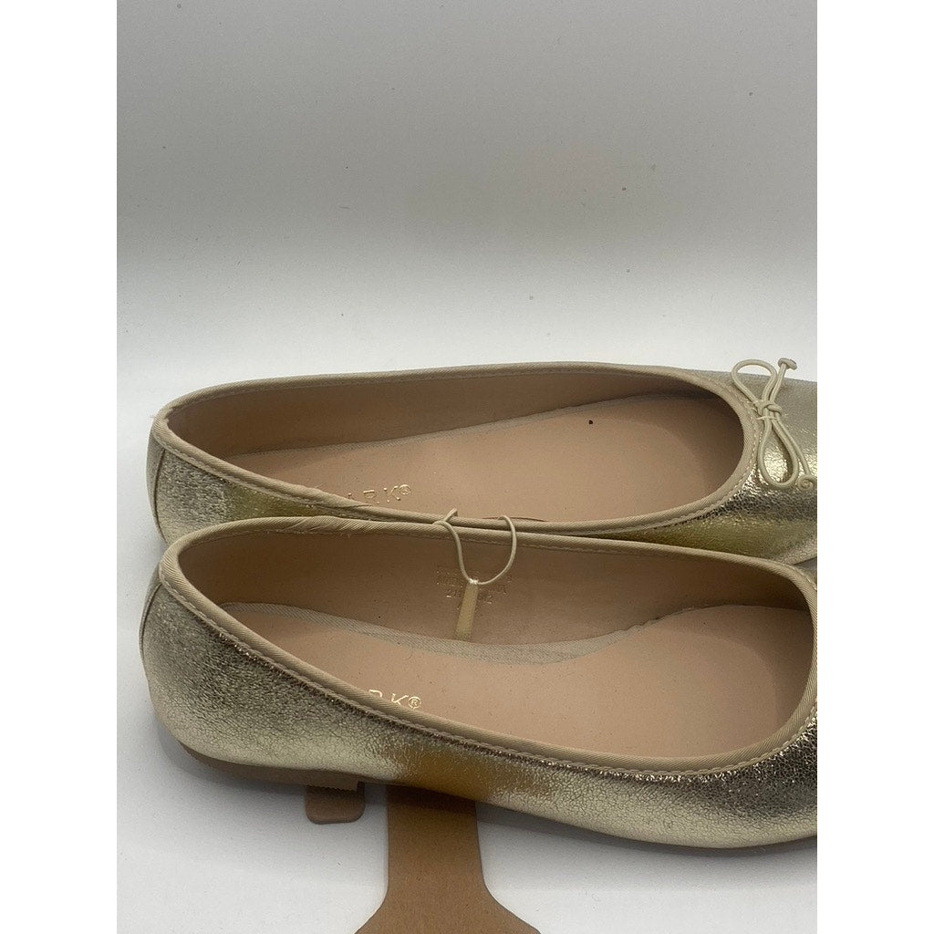 PRIMARK Women's Gold Metallic Round-Toe Slip-On Ballet Flats SZ 8