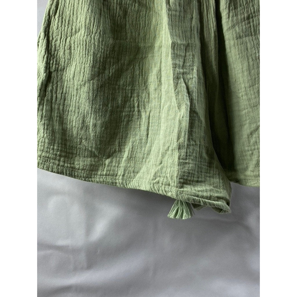 MIDNIGHT SKY Women's Green Lightweight Relaxed Fit Drawstring Shorts SZ M