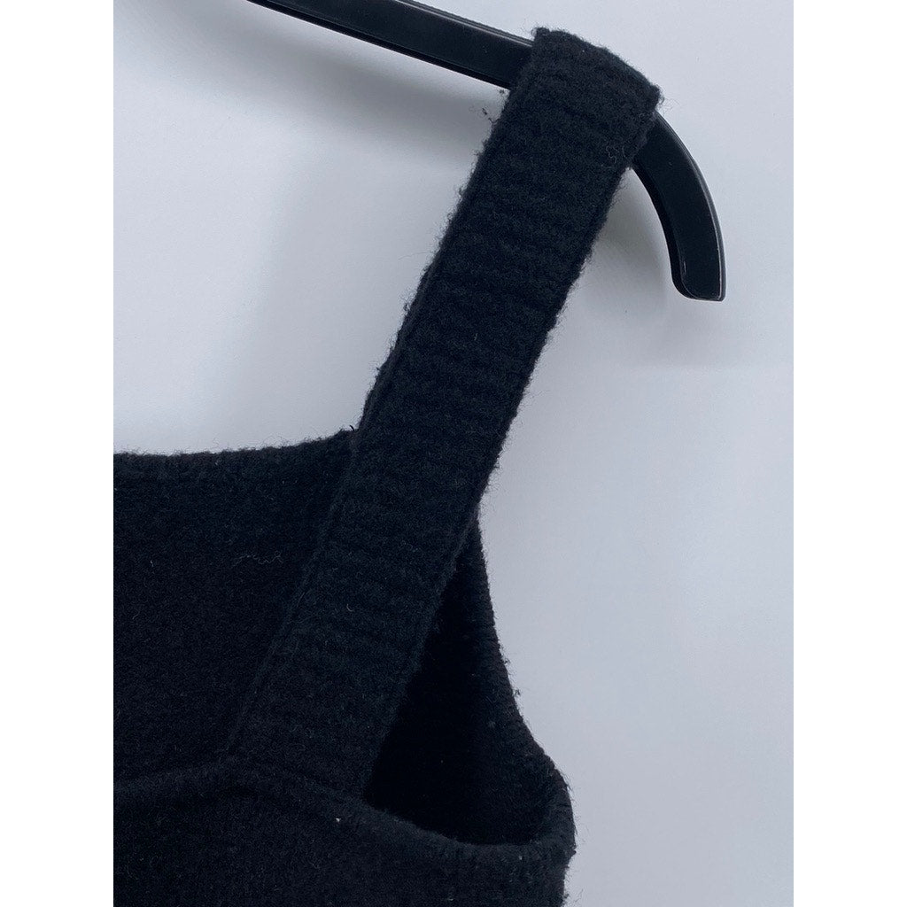 H&M Women's Black Soft Knit Straight-Neck Cropped Sweater Tank Top SZ M