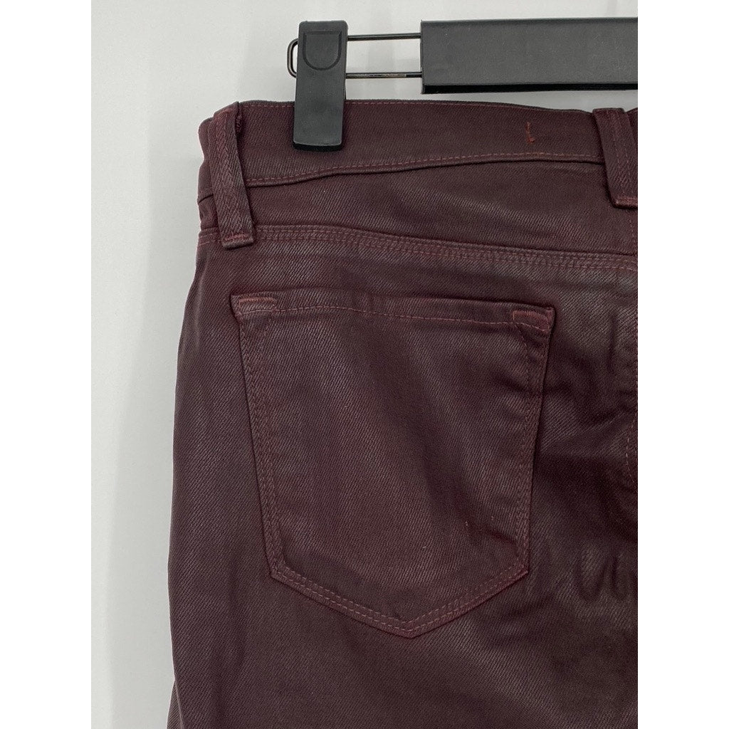 J BRAND Women's Burgundy Coated Super Skinny Lacq Pinot Jeans SZ 27