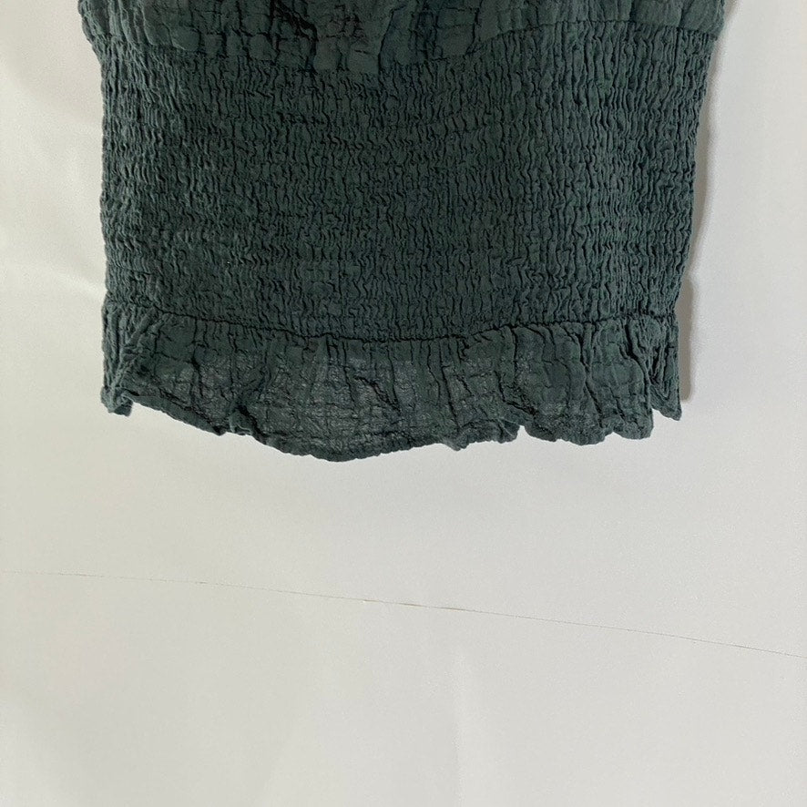 ZARA Women's Dark Gray Straight Neckline Adjustable Strap Ruffle-Hem Top SZ XL
