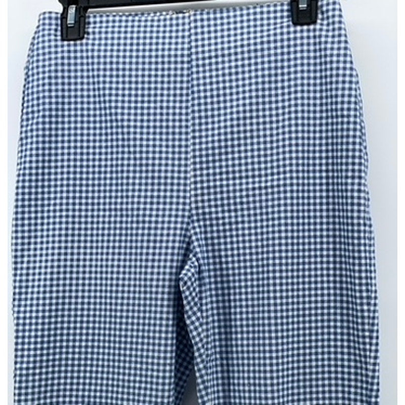LULUS Women's Blue-White Gingham High-Rise Straight Leg Casual Pants SZ M