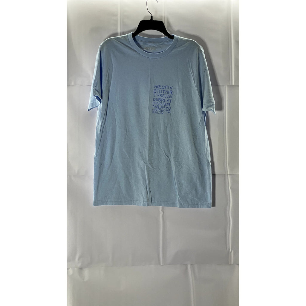 HOTEL NYC Men's Baby Blue Crew Neck Worded Short Sleeve T-Shirt SZ L