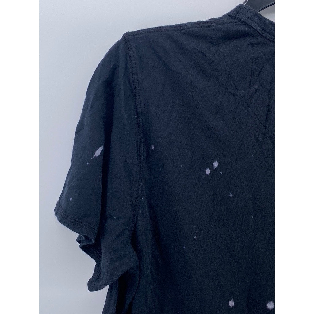 KONUS Men's Black Speckle Print Scoop-Neck Short Sleeve Casual T-Shirt SZ XL