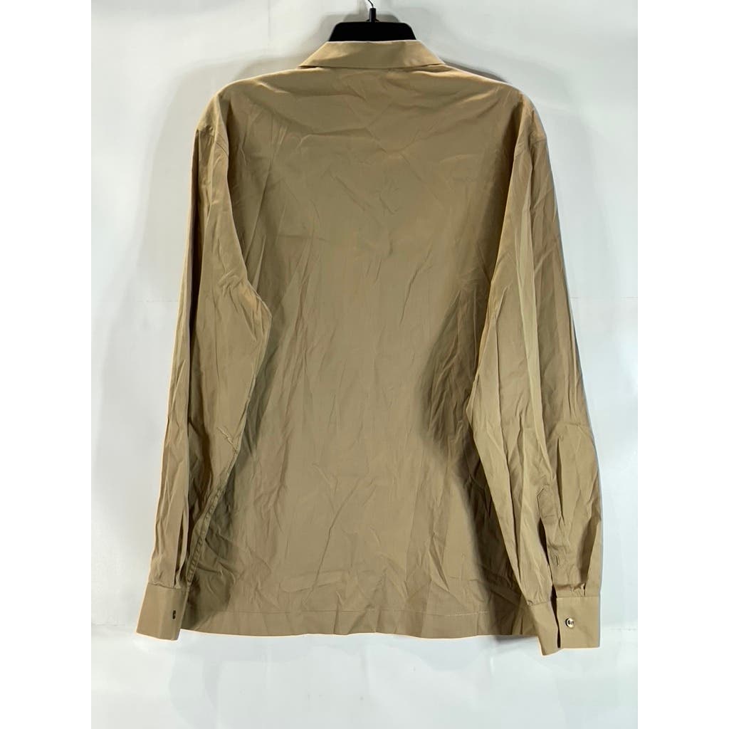 ZARA Men's Tan Relaxed-Fit Button-Up Long Sleeve Shirt SZ L