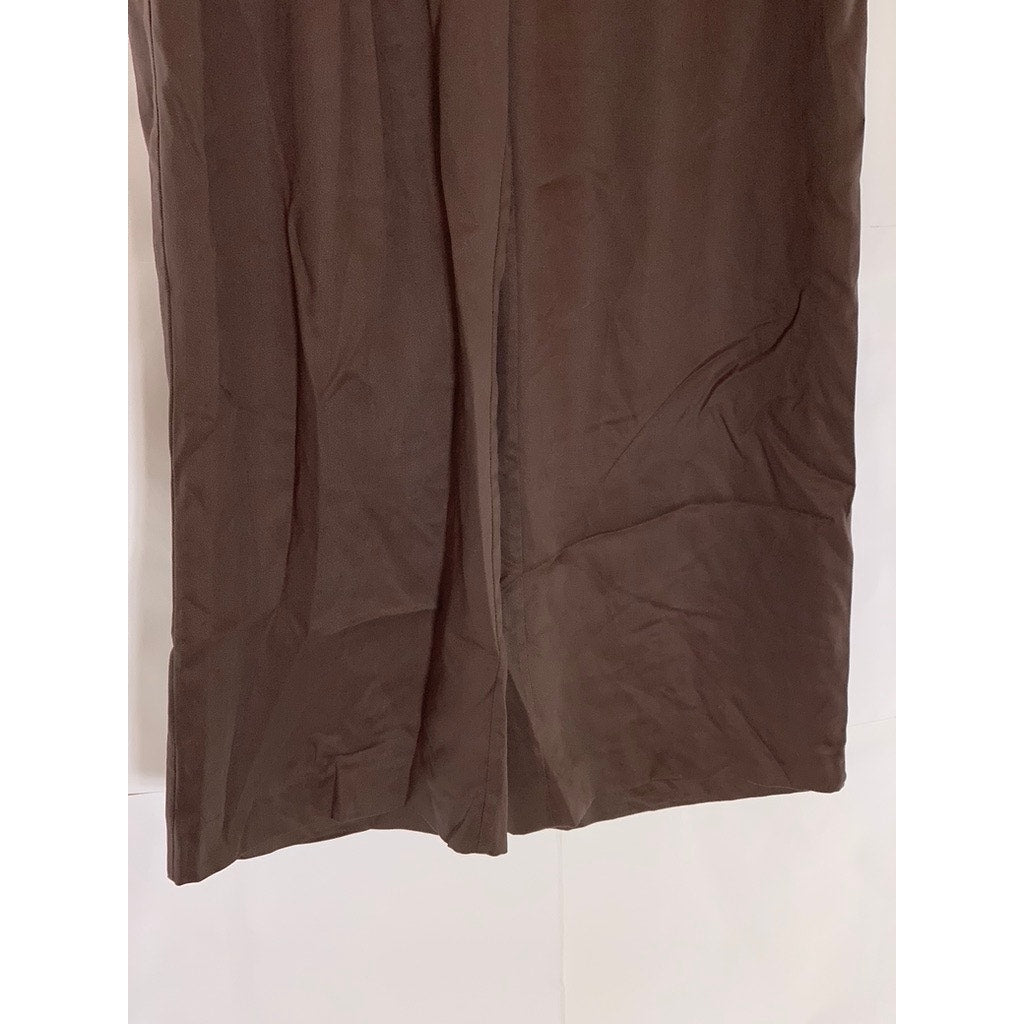 WIXII Women's Dark Brown Tencel Wide Leg Relaxed-Fit Pant SZ XS