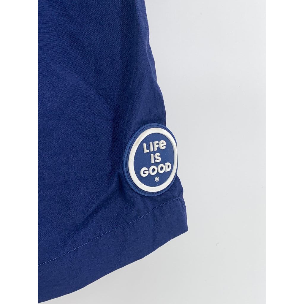 LIFE IS GOOD Men's Navy Nylon Drawstring Mesh Lined Pull-On Board Shorts SZ XL