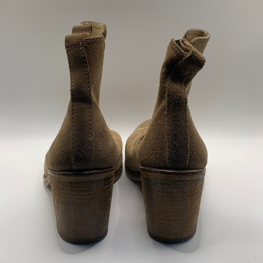 UNBRANDED Women's Brown Suede Round Toe Block Heel Ankle Bootie SZ 40 US 9