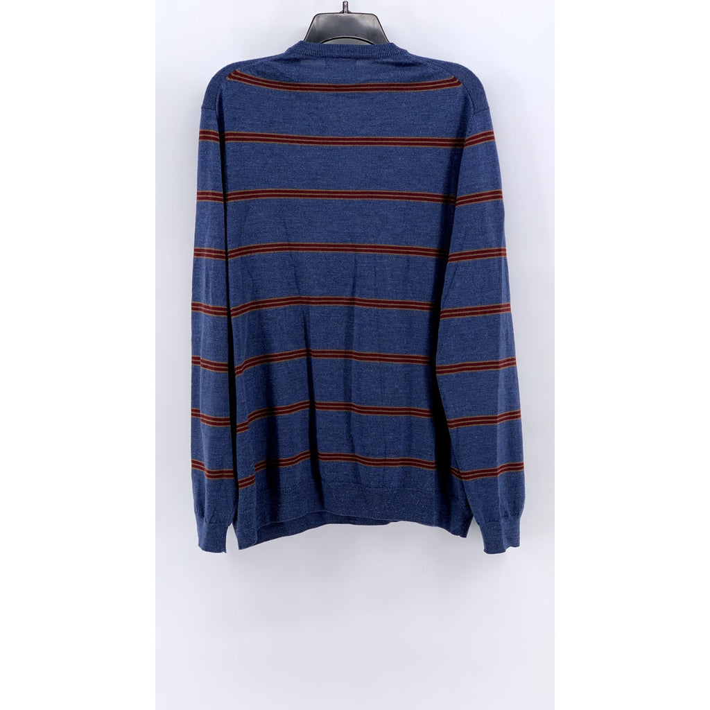BROOKS BROTHERS 346 Men's Vintage Blue-Red Striped Merino Wool Sweater SZ XL