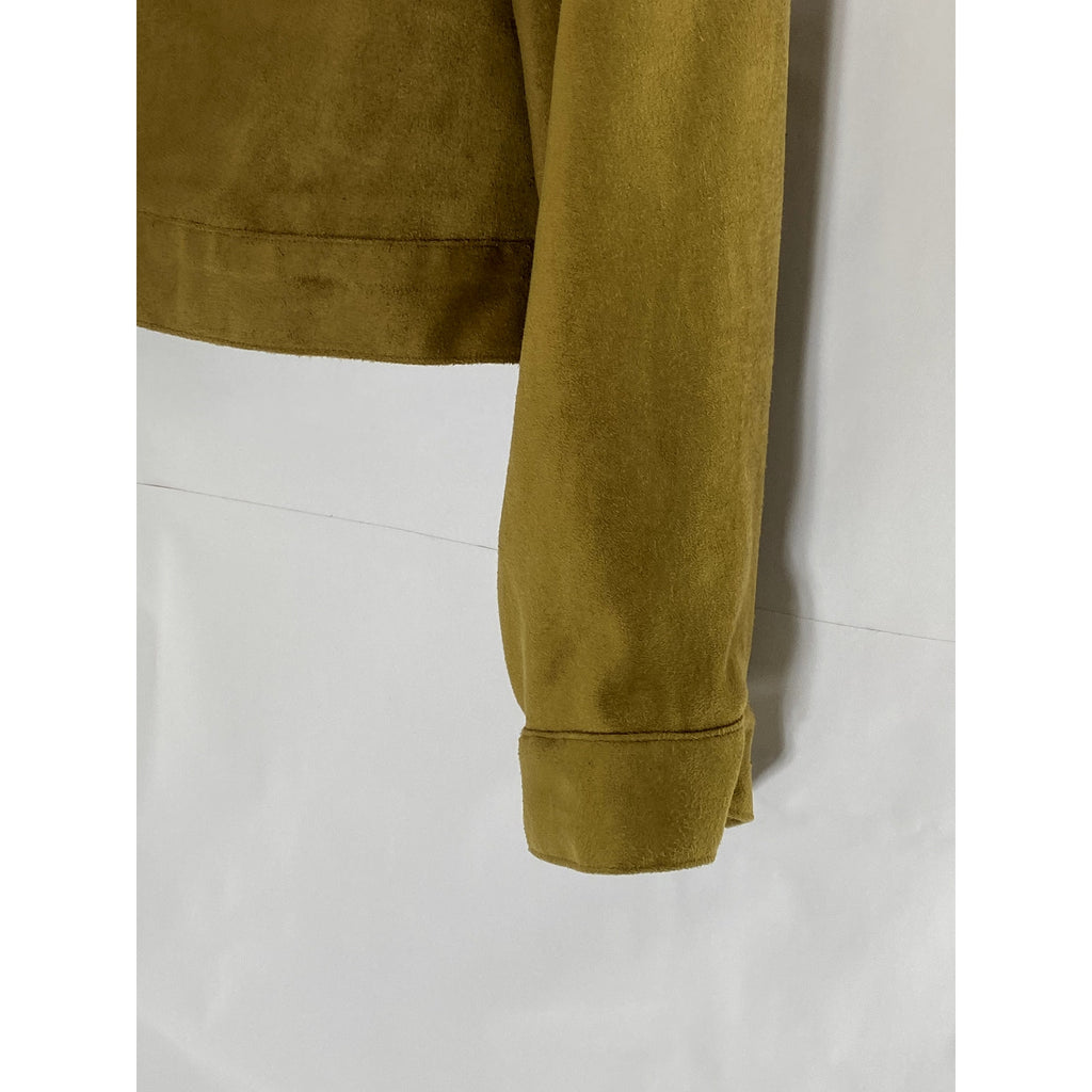 DAVID WARREN PETITES Women's Brown Faux-Suede Button-Up Long Sleeve Blazer SZ12P