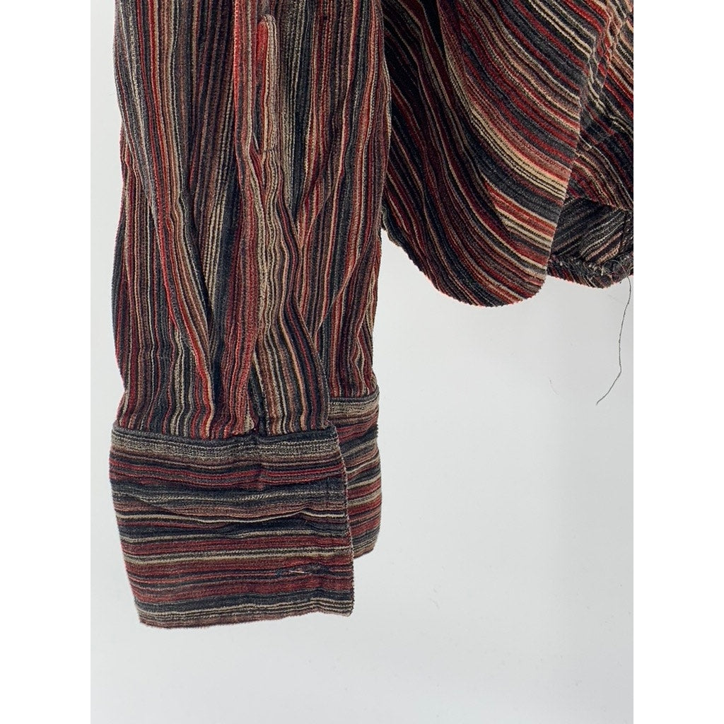 IMPERIAL Women's Brown Striped Corduroy Button-Up Long Sleeve Top SZ M