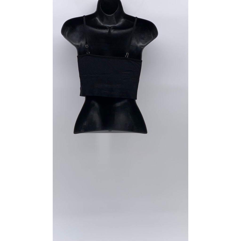 UNBRANDED Women's Black Solid Halter Spaghetti-Strap Cropped Cami Top SZ XS