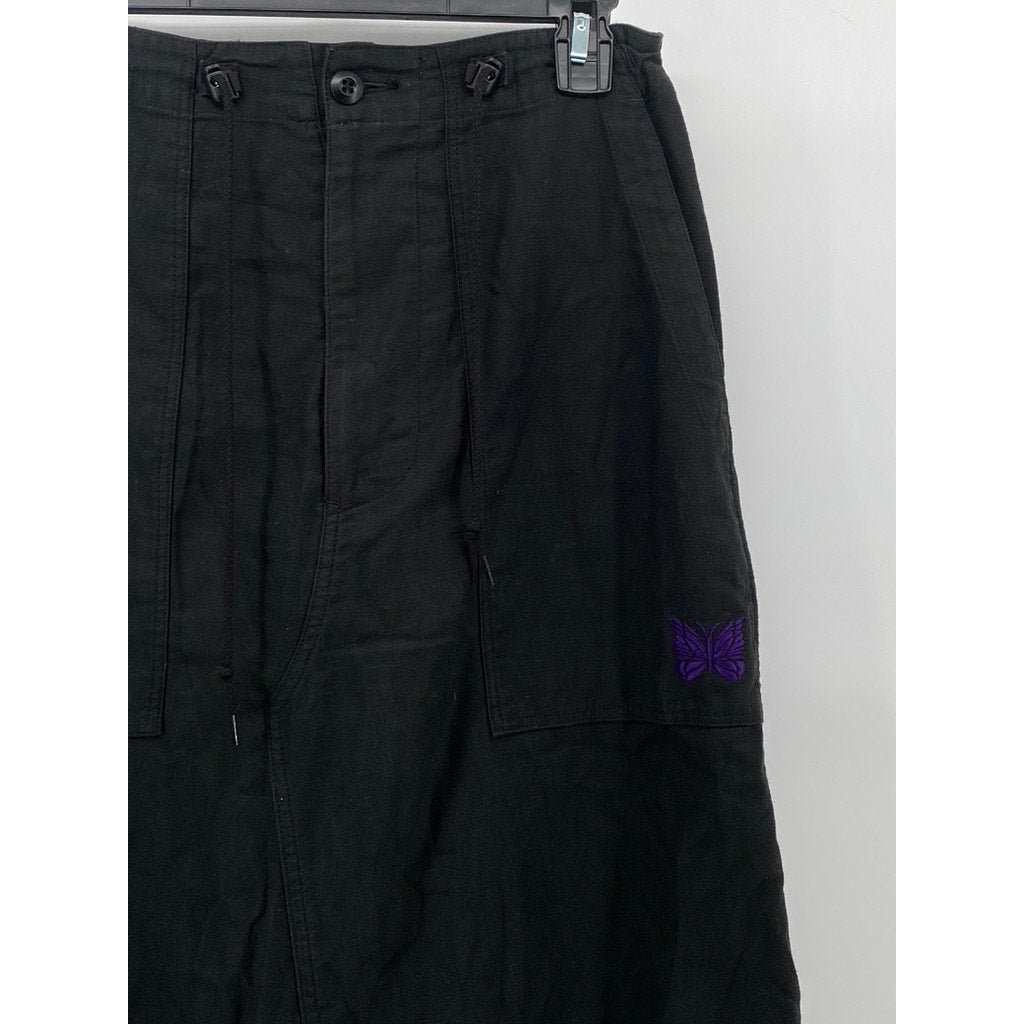NEEDLES Women's Black Drawstring A-Line Casual Maxi Skirt SZ 1(US L)