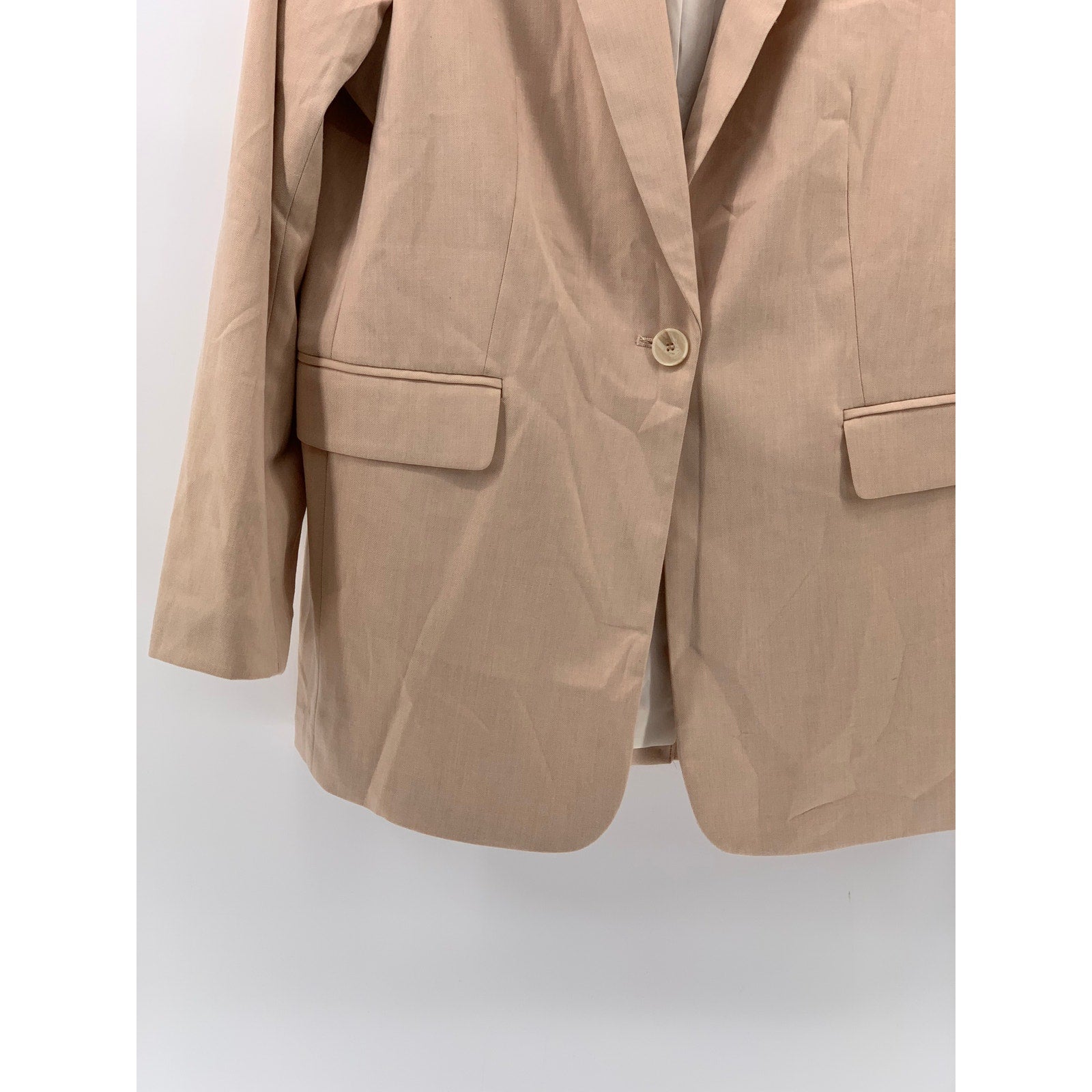 H&M Women's Light Pink One-Button Long Sleeve Notch Collar Blazer SZ M