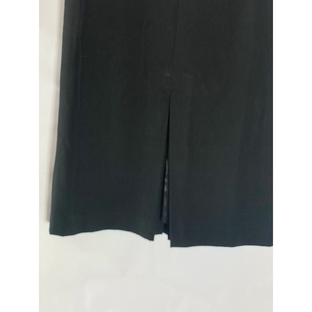 UNBRANDED Women's Black Solid Wool Straight Knee Length Skirt SZ 8