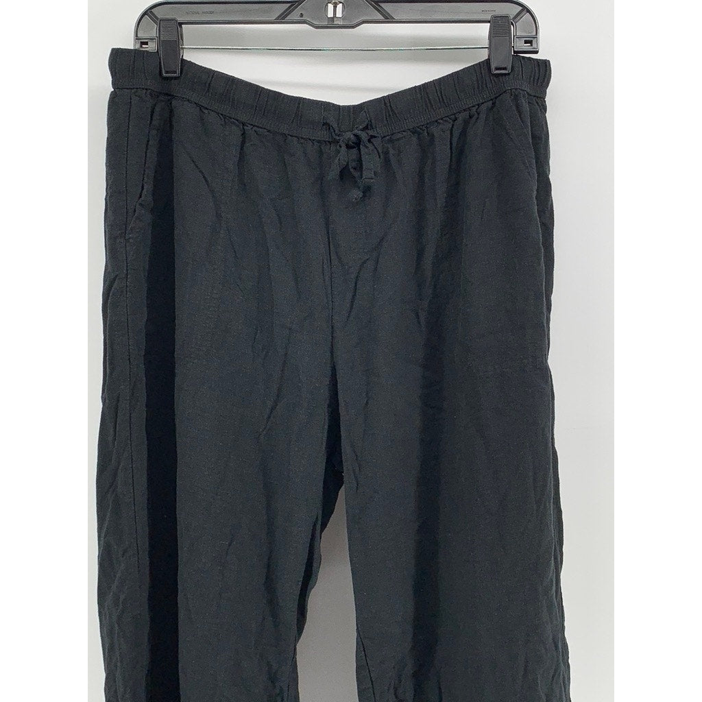 SPLENDID Women's Black Relaxed-Fit Linen-Blend Pants SZ L